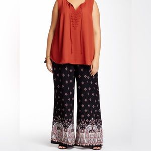 NWT Bobeau border palazzo pants—Size 2X